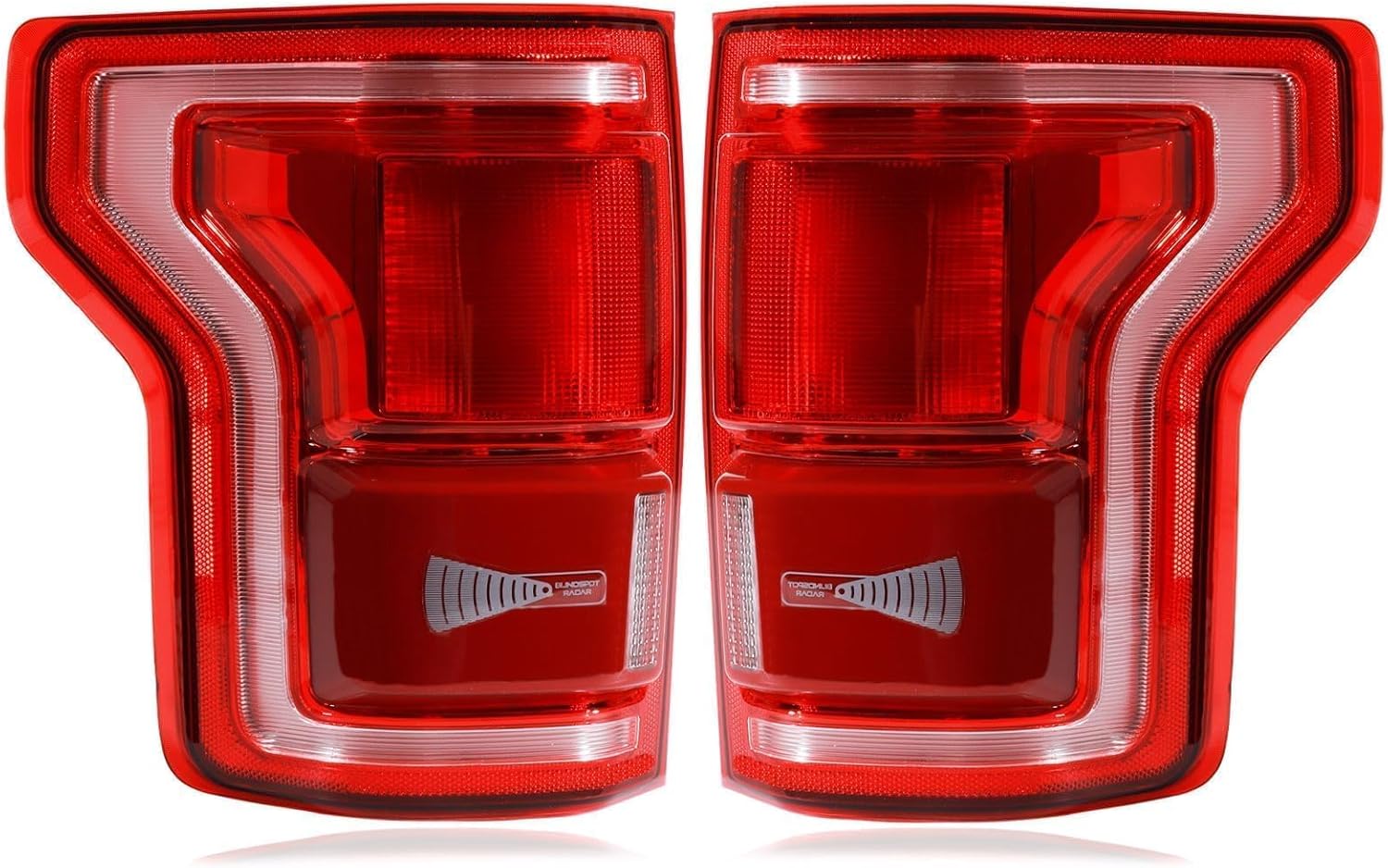 LED Tail Lights W/Blind Spot Assembly Compatible with 2018 2019 2020 Ford F150, Rear Light Taillights Replacement # KL3Z13405B KL3Z13404B