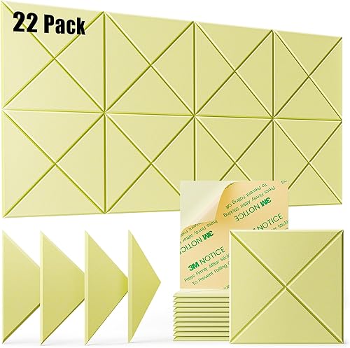 Miniatura 41 de Paquete de 22 paneles acústicos autoadhesivos, 12"X 12"X 0.4" paneles de espuma insonorizante, paneles de pared insonorizados de alta densidad,