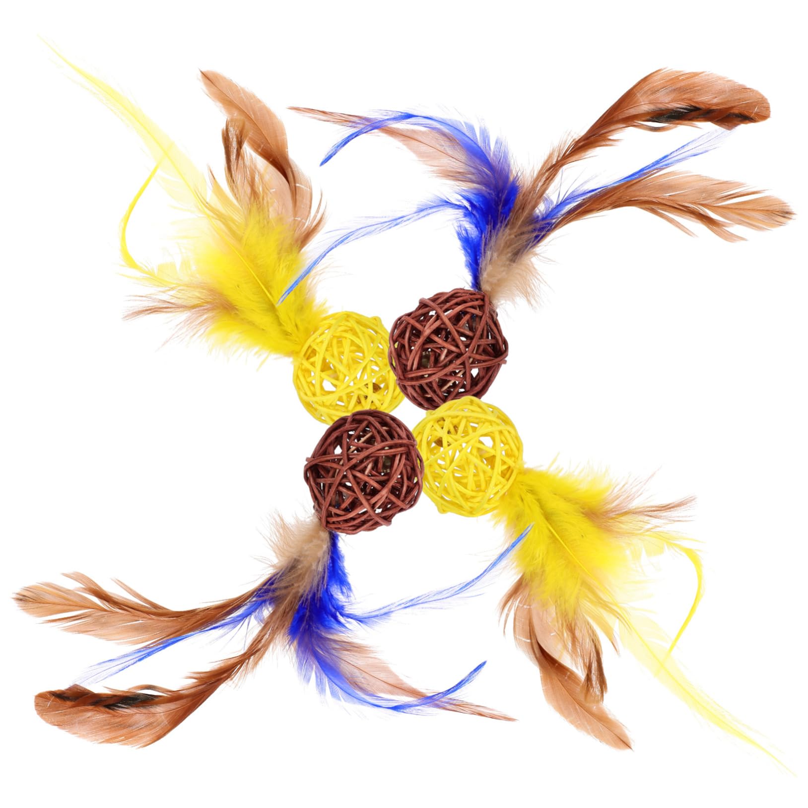 GALPADA 4pcs Cat Rattan Balls with Bells Interactive Indoor Fun for Cats and Engaging Pet Rattan Balls for Enhanced Playtime and Bonding