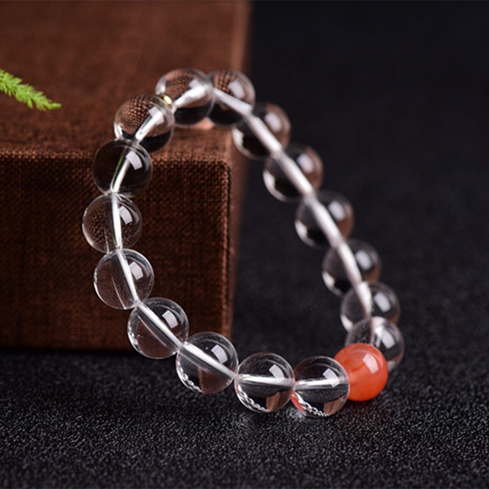 Bracciale al Quarzo Trasparente, Braccialetto di Cristallo curativo Naturale per Donne e Uomini, Braccialetto con Perline Rotonde, Braccialetto con Perline Pietre Scintillante,6MM