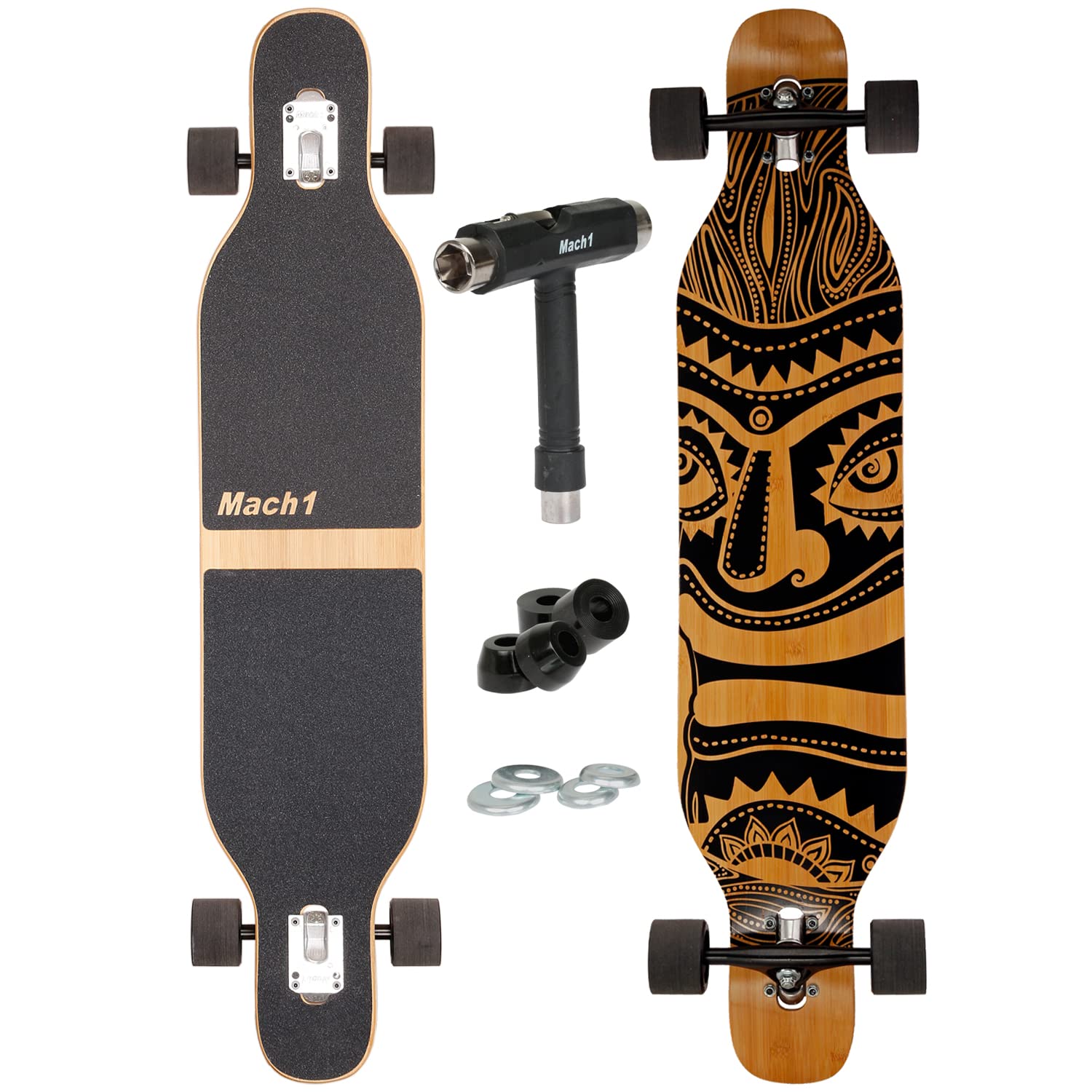 Longboard Camber avec roulement à billes Mach1 en céramique Flex1 Drop Through Cruiser Freeride Skate complet avec outil en T