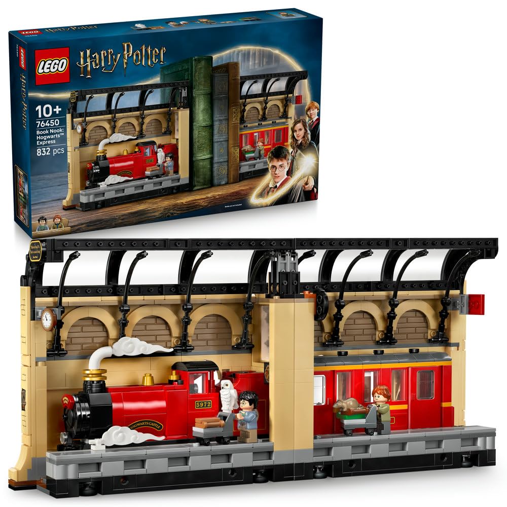 LEGO Harry Potter Book Nook: Hogwarts Express Set with a Train Toy, 2 Minifgures incl. Ron Weasley, plus Hedwig and Scabbers Figures - Wizarding World Gift for 10+ Year Old Boys, Girls & Fans - 76450