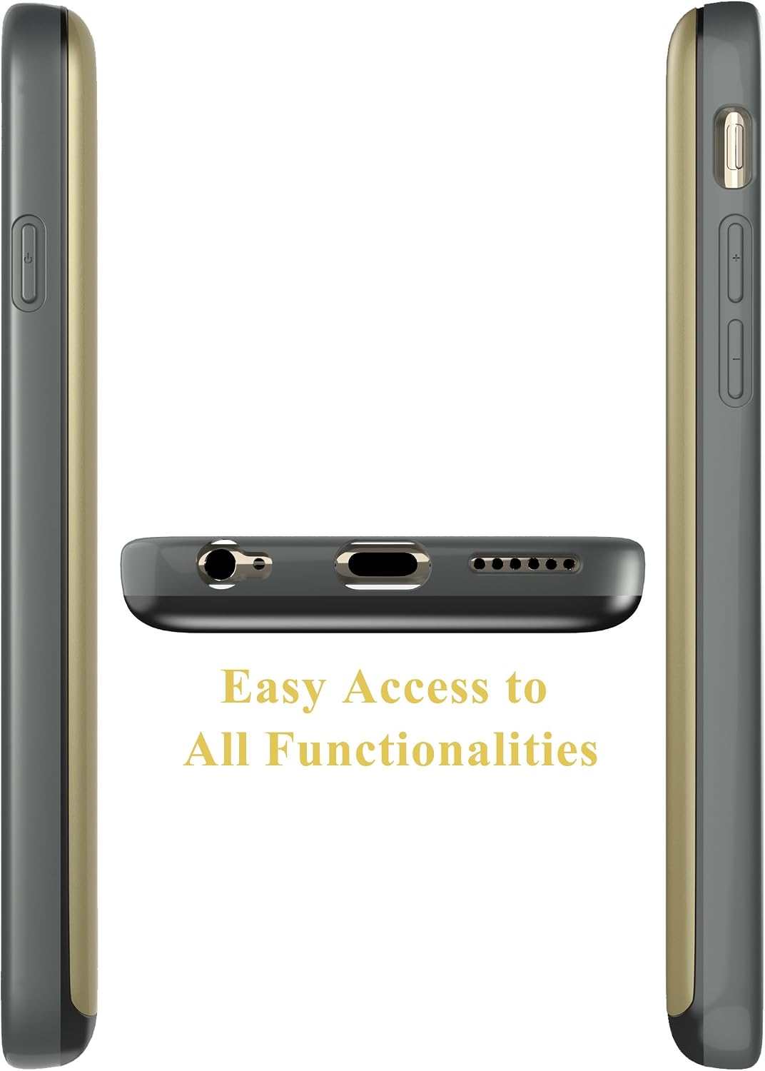 Style4U iPhone 6S Case, iPhone 6 Case, Slim Shock-Resistant Hybrid Armor Case with Credit/ID Card Compartment for Apple iPhone 6S / 6 with 1 Stylus and 1 HD Clear Screen Protector [Gold]