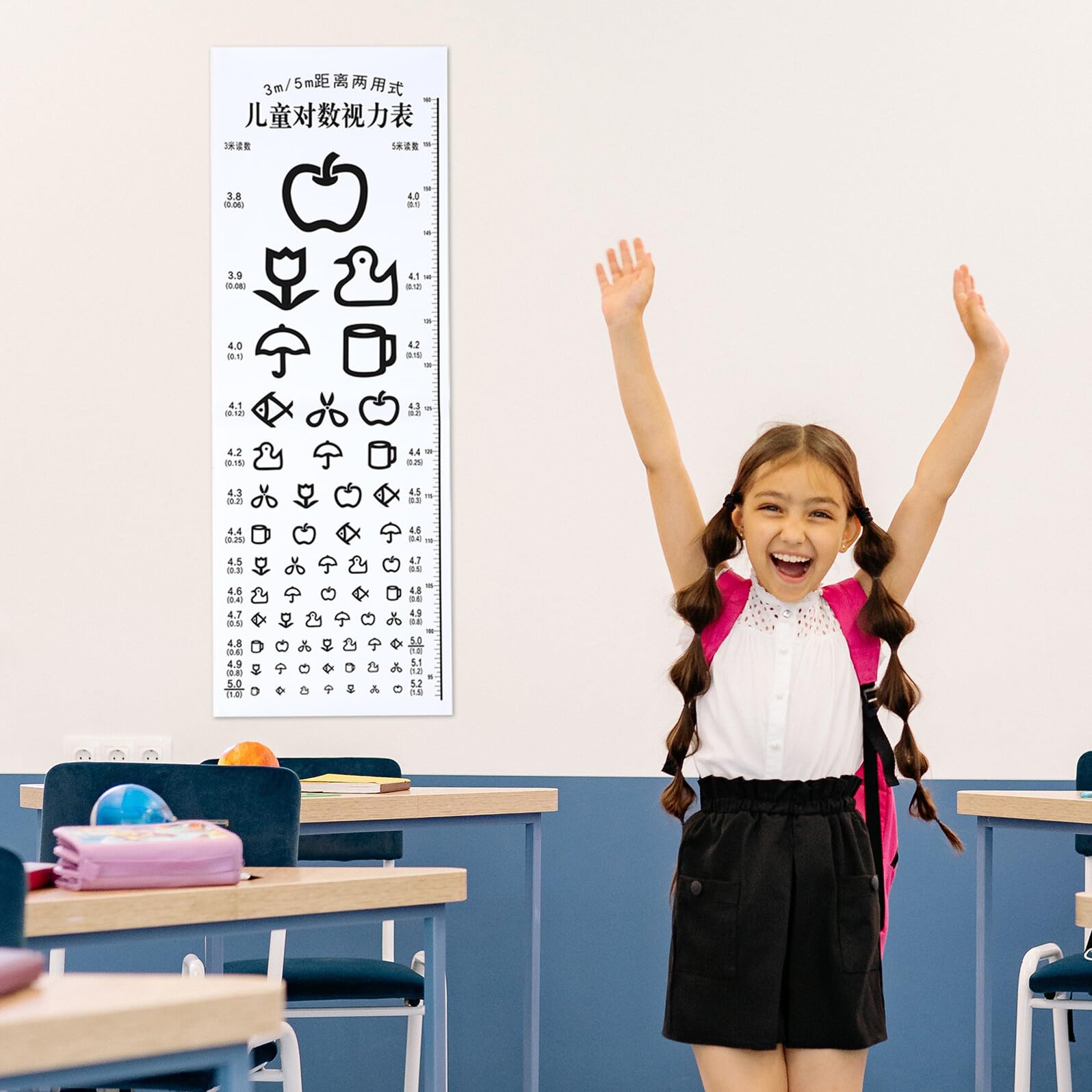 Homoyoyo Tabla Optométrica Escolar para Niños Gráficos de Visión Pediátrica, Herramienta para Detección Temprana en Clínicas y Hogares