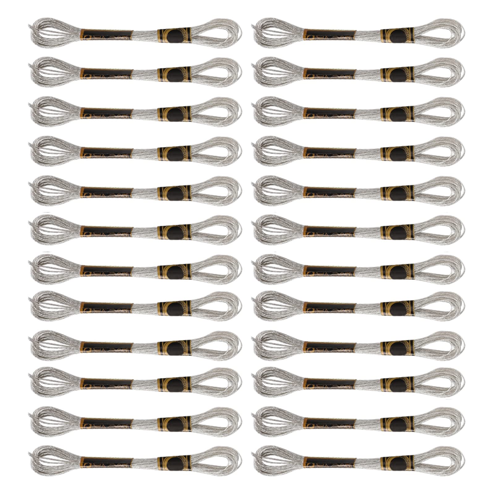 Qcwwy 24Pcs Cross Stitch Threads Silver Glossy Embroidery Floss Yarn 8 Meters 8m Silver Color Yarn Cotton Embroidery Floss Cross-Stitch Floss