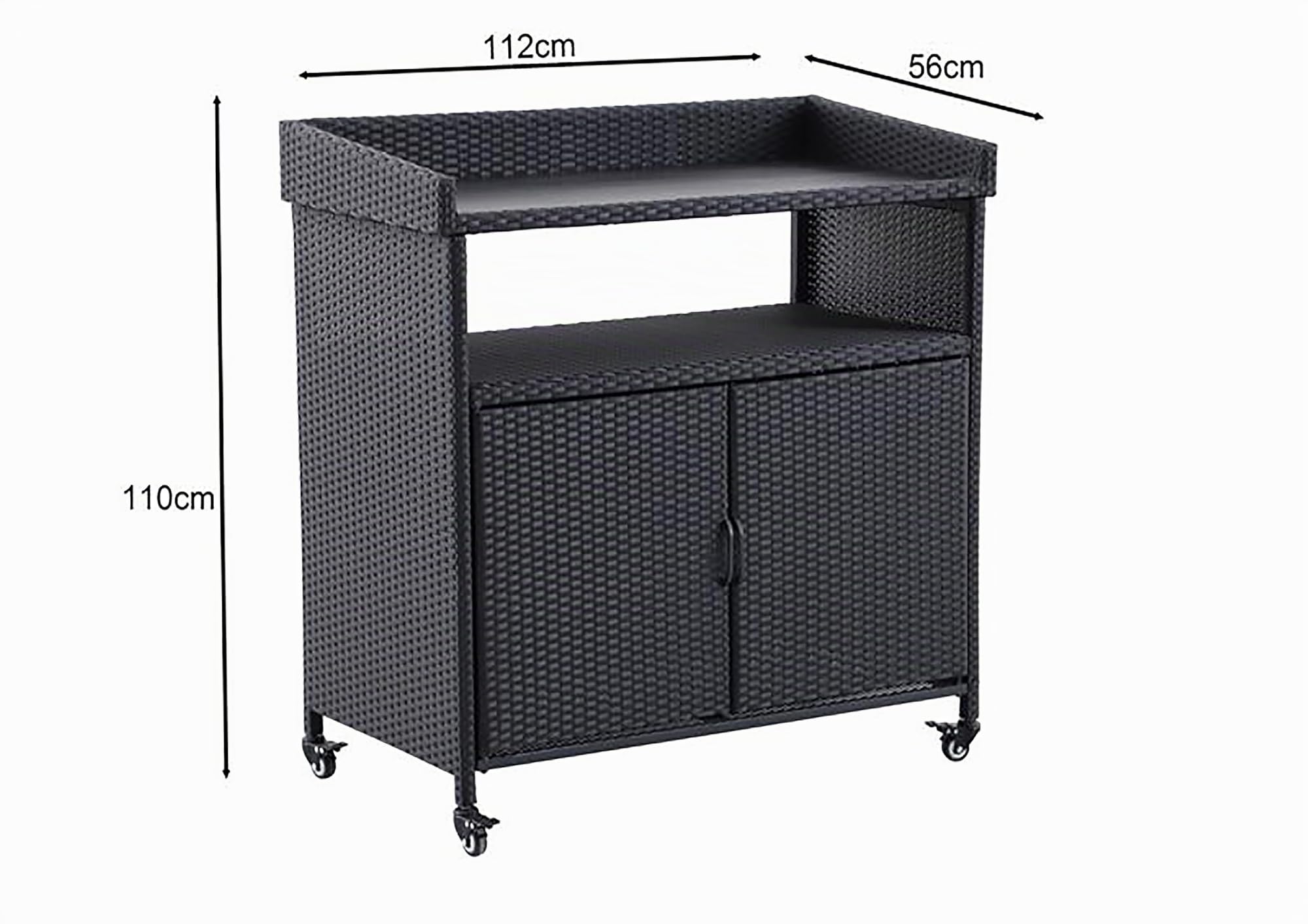 METRO Professional Estación de Servicio Balsario, Aluminio/PE ratán, 112 x 56 cm, Negro