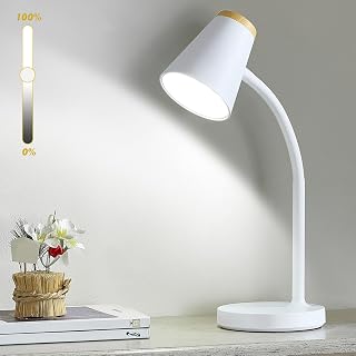 WelcometoEJIAXIN Small LED Desk Lamp: Touch Stepless Dimmable Gooseneck Reading Light for Dorm, Office, Bedside - Eye-Care White