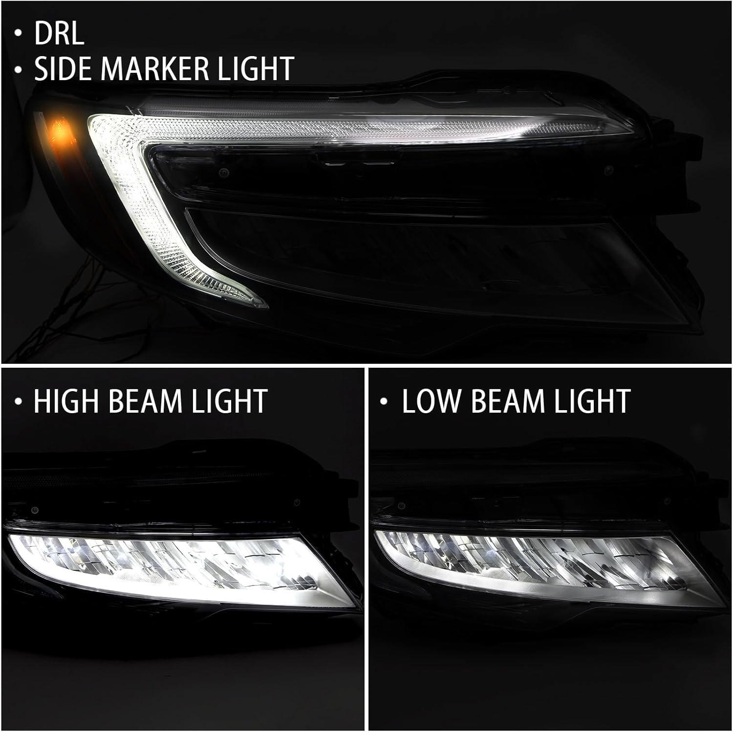 Huray LED Headlight for Honda Pilot 2019-2022/Honda Passport 2019-2021 OE Head Lamp Replacement 33100-TG7-A32/A31 (Passenger Side (Right))
