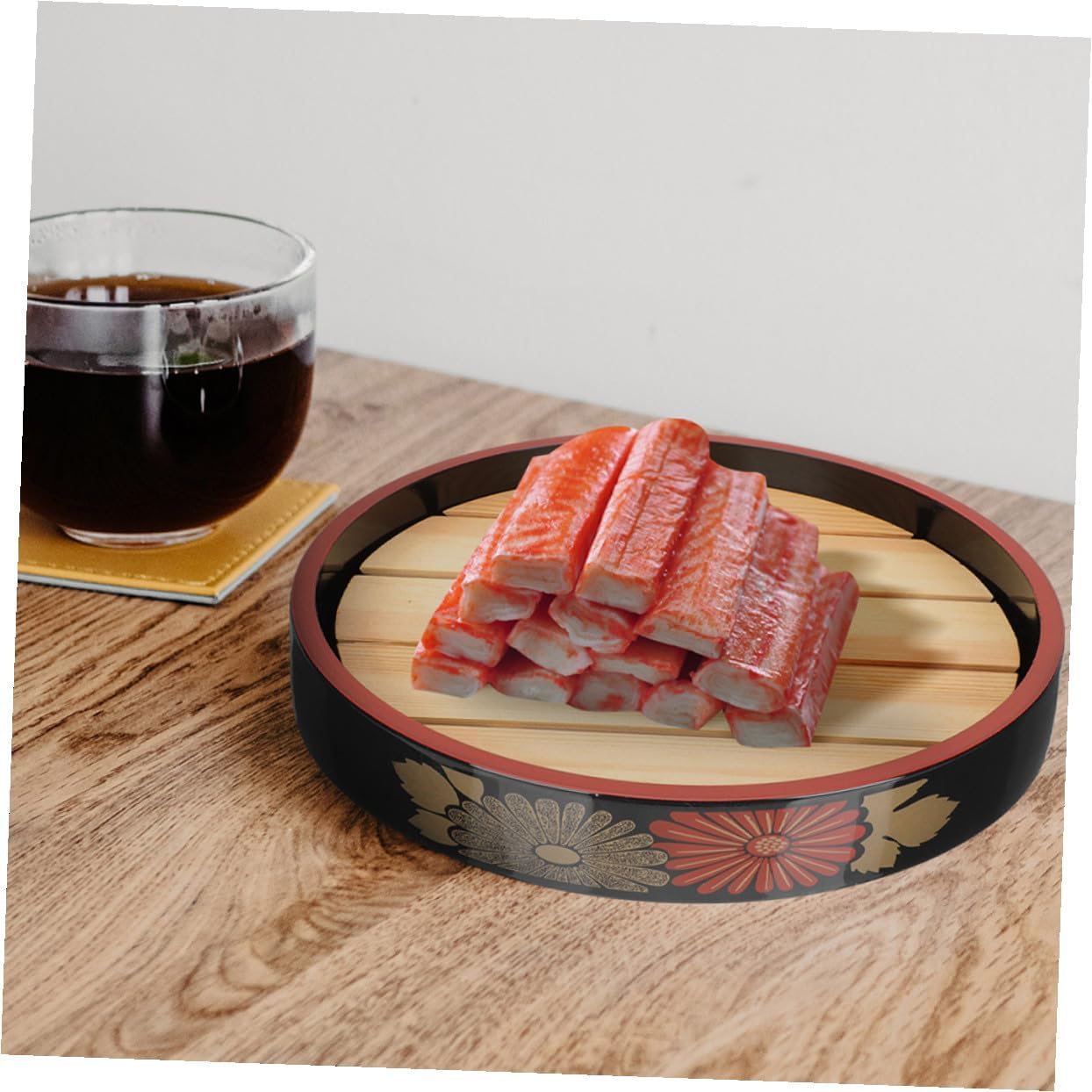Beavorty Sushi Tray Sashimi Serving Plate with Drain Board 24.5cm Household Japanese Style Sushi Platter for Dining Table