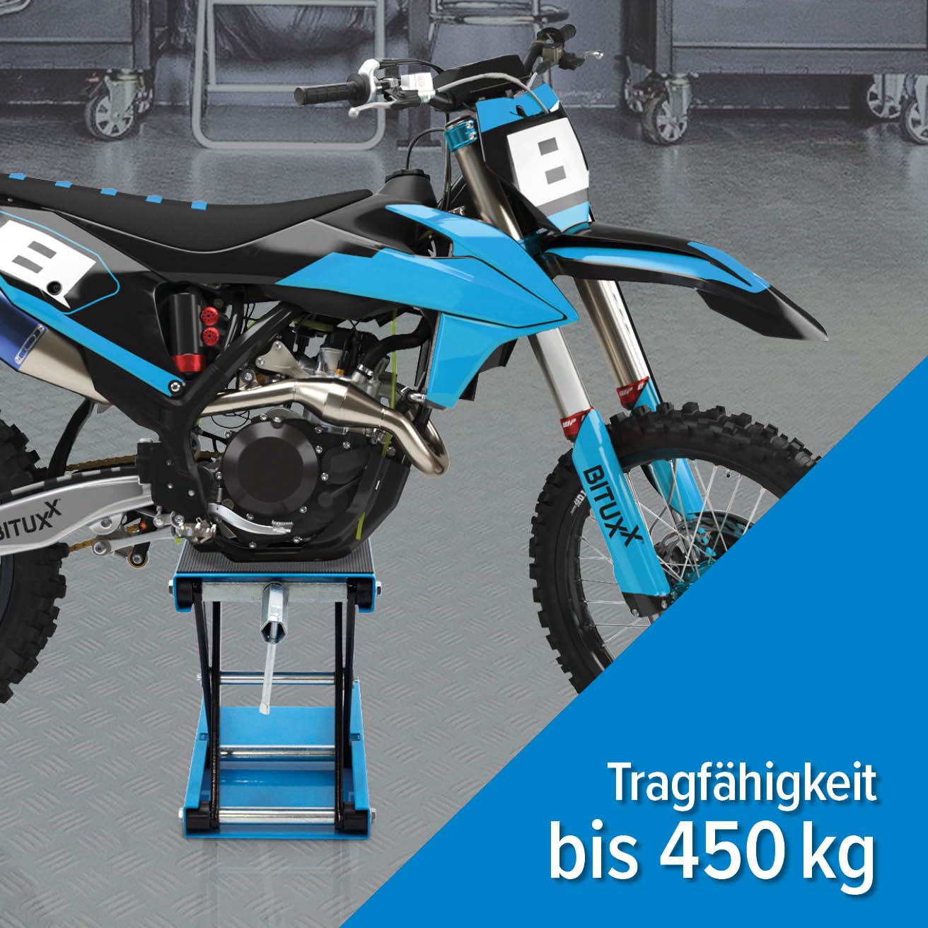 Bituxx Motorrad Heber Hebebühne Montagebock Scherenheber Montageständer Lift bis 450kg