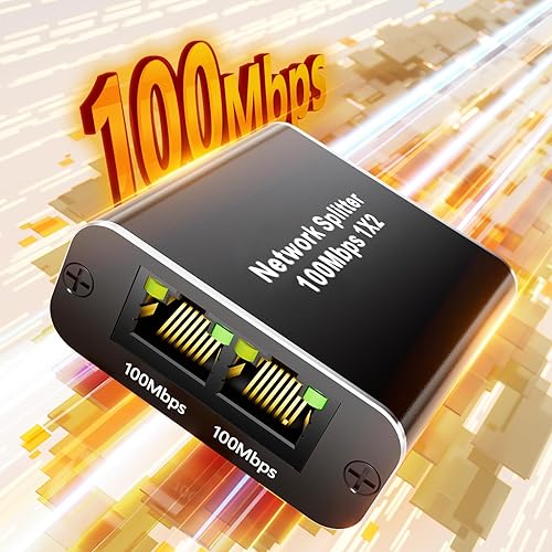 Miniatura 2 de Divisor de red Ethernet, adaptador divisor Ethernet RJ45 de 1 a 2 2 dispositivos de red simultánea, divisor LAN con cable de alimentación USB,