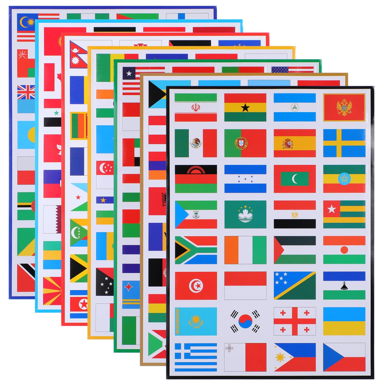 Angoily 14 Sheets World Flag Stickers Set – Waterproof PVC National Flag Decals for Kids Geography Projects, Football Fans Match Day & Luggage Decoration – Residue-Free Removable Country Stickers