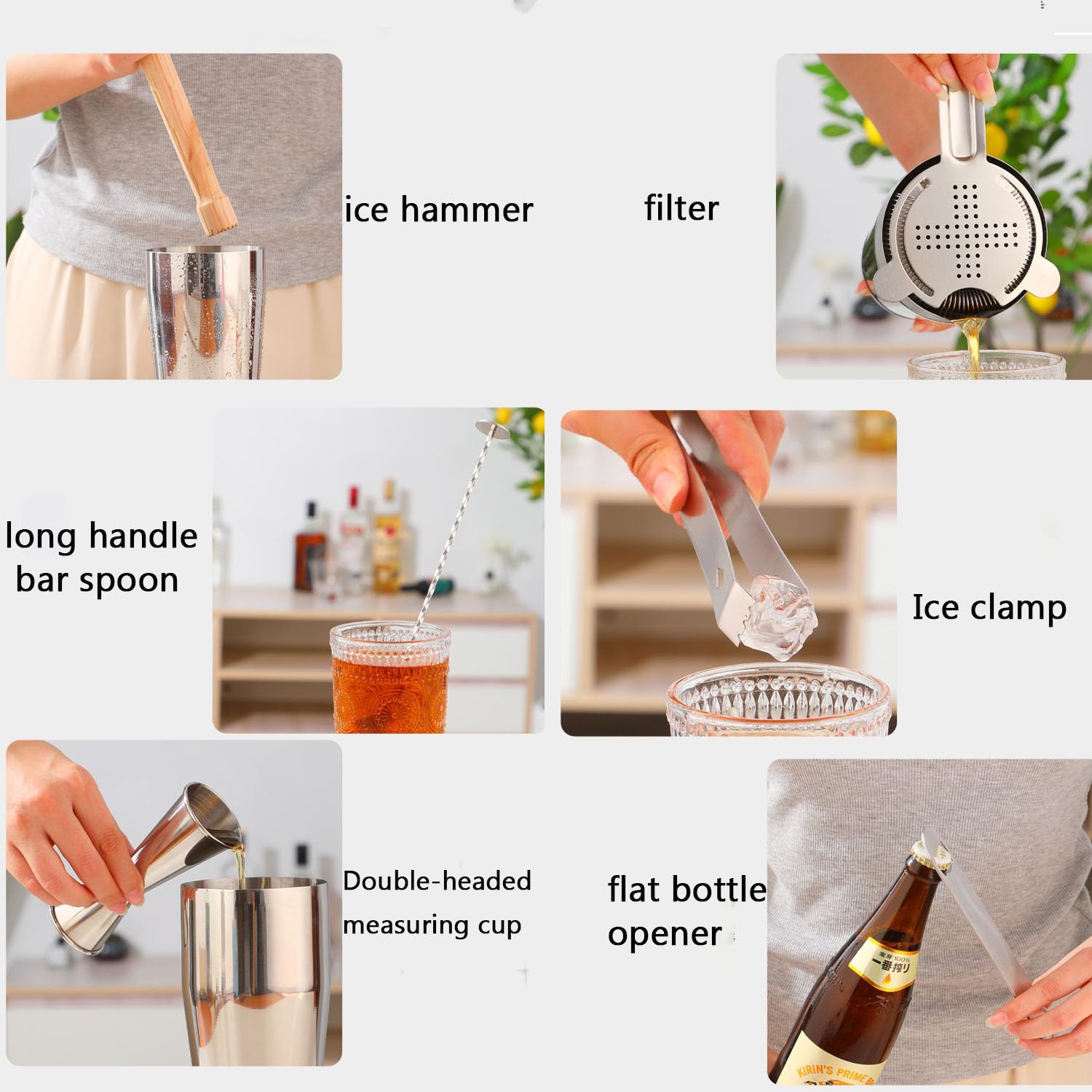 Juego De Coctelera, Juego De Coctelera De Acero Inoxidable De 15 Piezas con Bolsa De Almacenamiento, Diseño De Separación De Dos Etapas Sellado Y Sin Fugas para Bares, Cafeterías
