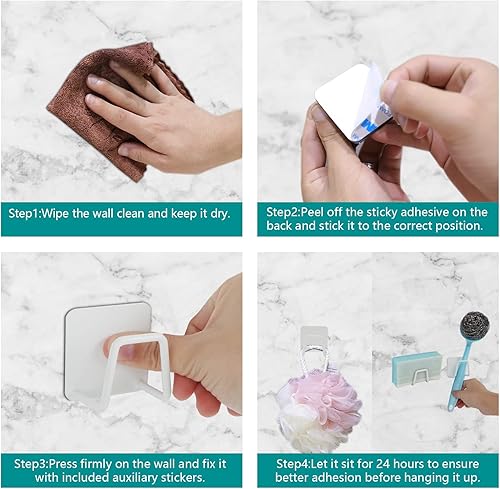 Miniatura 7 de Telivava Soporte de esponja para fregadero de cocina (paquete de 2), adhesivo fuerte, acero inoxidable SUS304, impermeable y de secado rápido,