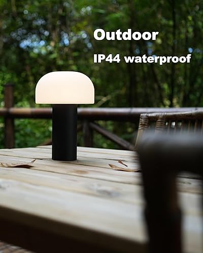 Miniatura 6 de Lámpara de mesa de hongos para exteriores, recargable, lámparas inalámbricas para patio, impermeable, lámpara portátil con carga USB, luz nocturna