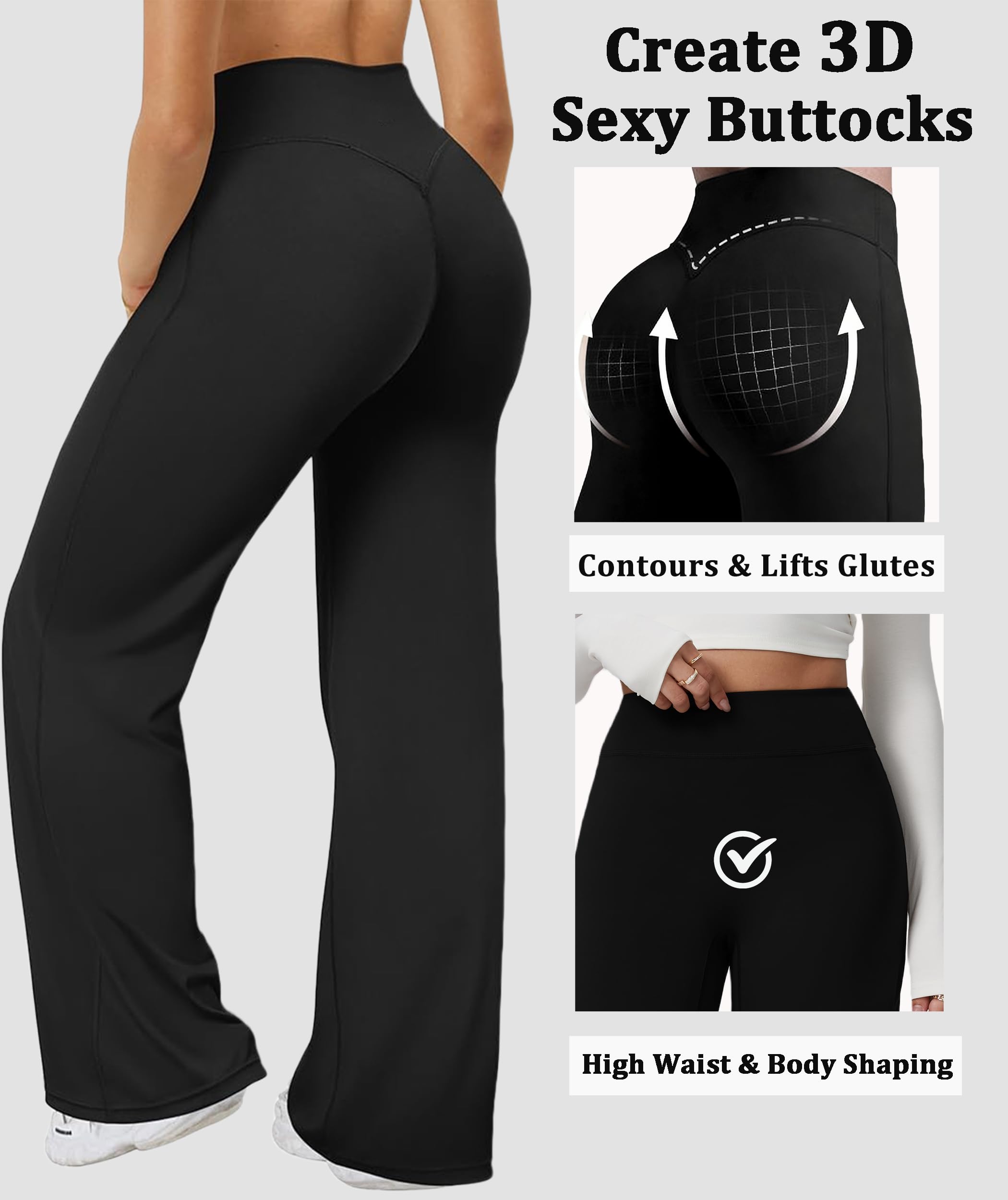 Pantaloni Yoga Donna Vita Alta Pantalone a Gamba Larga Opaque Controllo della Pancia Pantalone Casual Pantaloni Sportivi Pantalone Eleganti Pantaloni Fitness Pilates Danza Palestra Jogging Gym