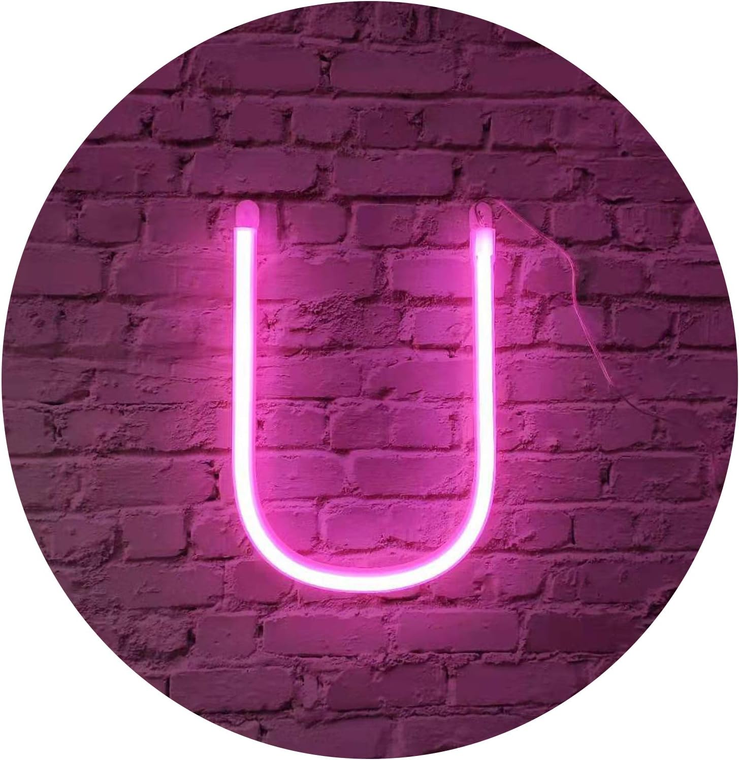 Neon Sign Letters Light Up Pink Word Sign Neon USB Batteries Operated Marquee Letter Sign Art Wall Decor for Kids Living Room,Bar,Pub, Home,Wedding (U)