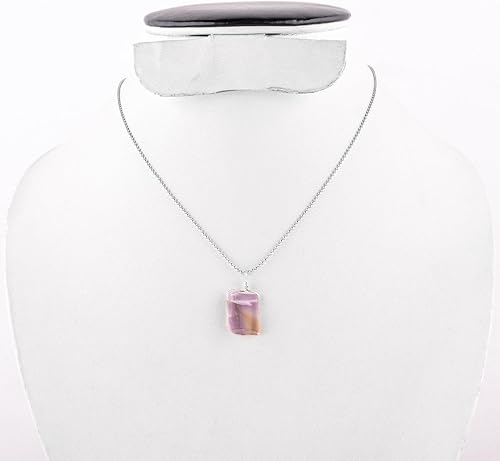 Vista 5 de Collar con colgante de piedra preciosa natural cruda, piedras ásperas, cadena chapada en plata, cristales de chakras, delicada, joyería hecha a