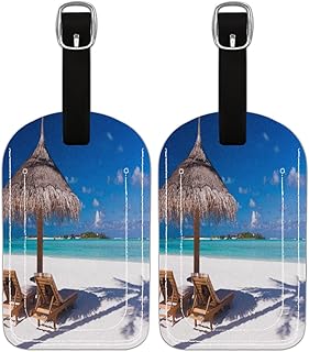 Etiqueta de bagagem PU Leahter para malas, bolsa de viagem de proteção de privacidade etiqueta etiqueta de mala cadeira de praia do mar, etiqueta de bagagem de viagem etiqueta de identificação para mulheres homens