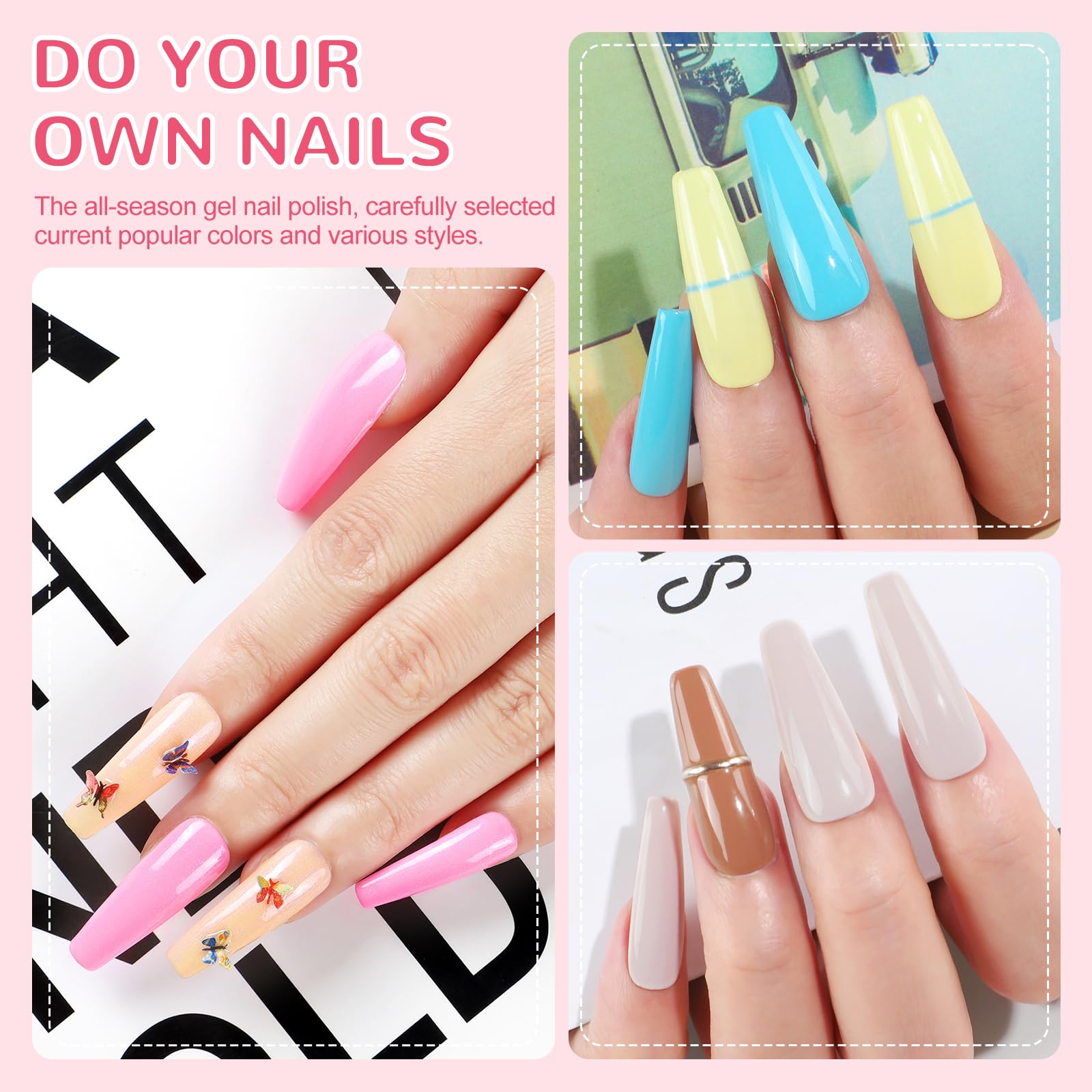 PEACECOLOR 20 Colori Kit Smalto Semipermanente , base e top coat Kit Semipermanente Unghie con Lampada Bianco Rosa Blu Nail Art Manicure Fai da Te Casa
