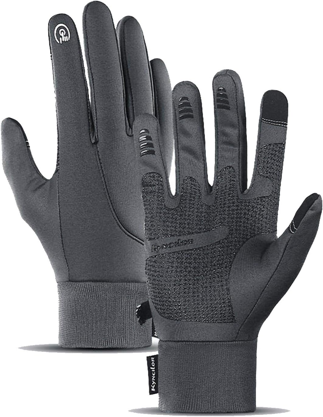 Gloves Winter Thermal Gloves Cycling Gloves Waterproof Running Gloves Lightweight Anti-Slip Gloves (Color : Gray, Size : XL)