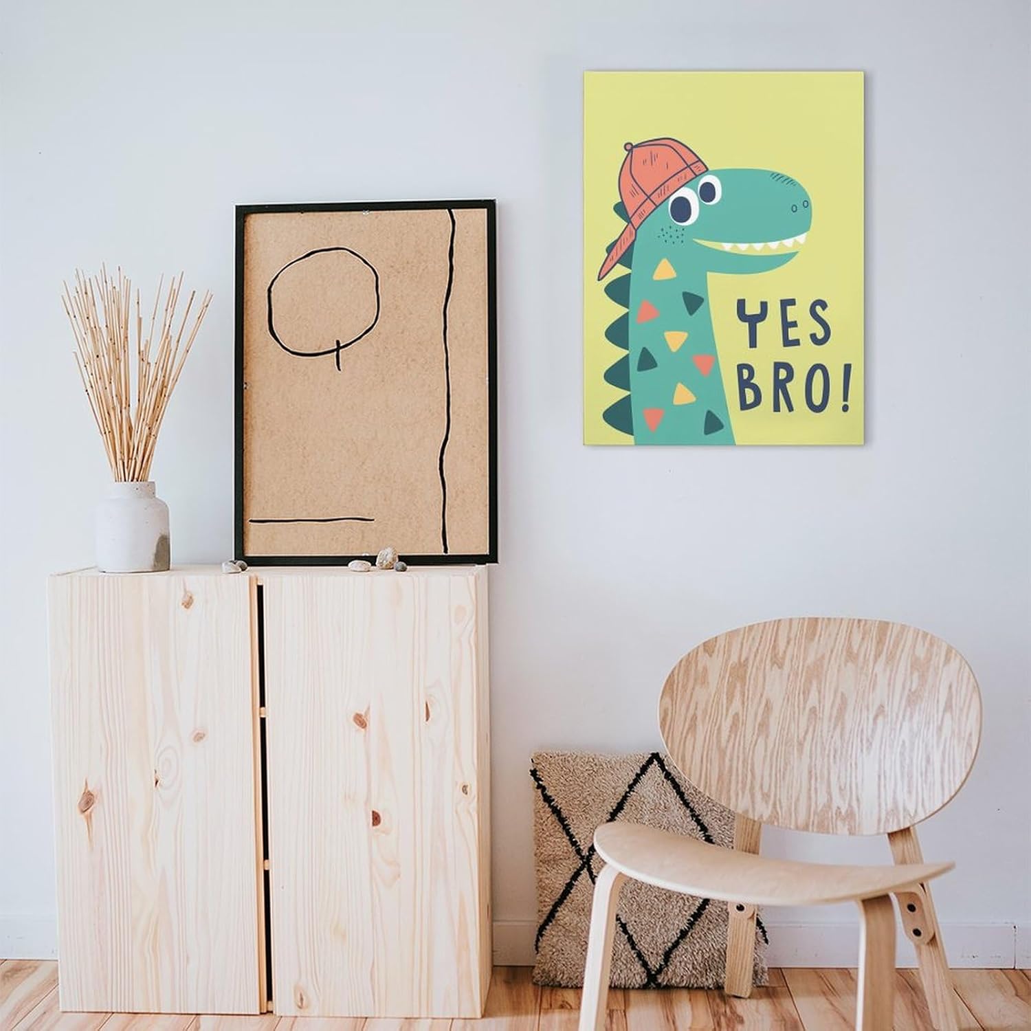 Cute Dinosaur Canvas Wall Art Print For Bathroom Bedroom Living Room Framed Canvas Poster Picture Painting Hotel Restaurant Bar Office Home Wall Decor 12x16 Inch - Image 7