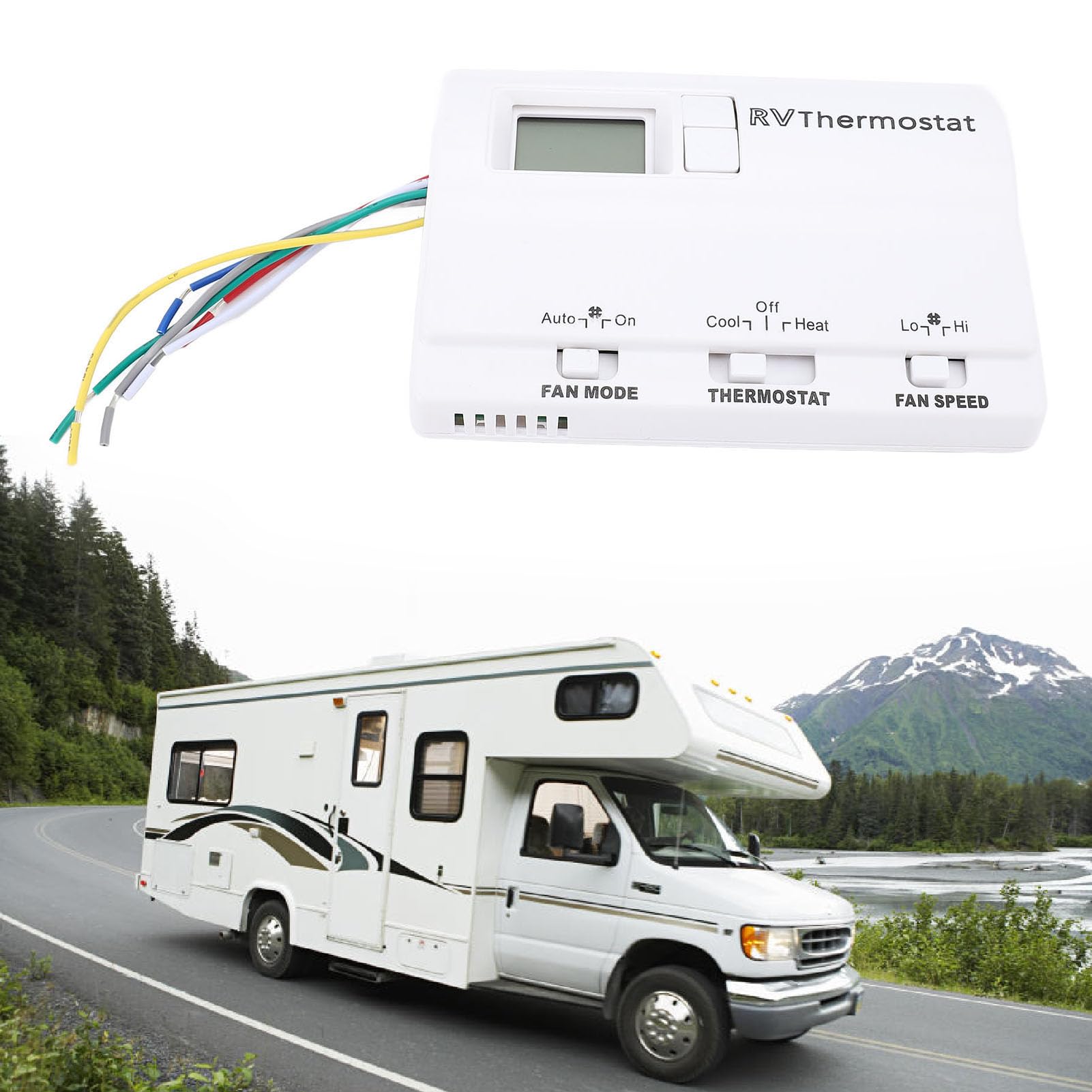 Yctze 83303862 Cyfrowy Termostat RV, Montowany na ścianie Termostat Typu Heat Cool z 3 Trybami Regulacji Zakres Temperatur od 37 ℃ do -1 ℃ dla Klimatyzatorów 8330-336 337 338 339 368