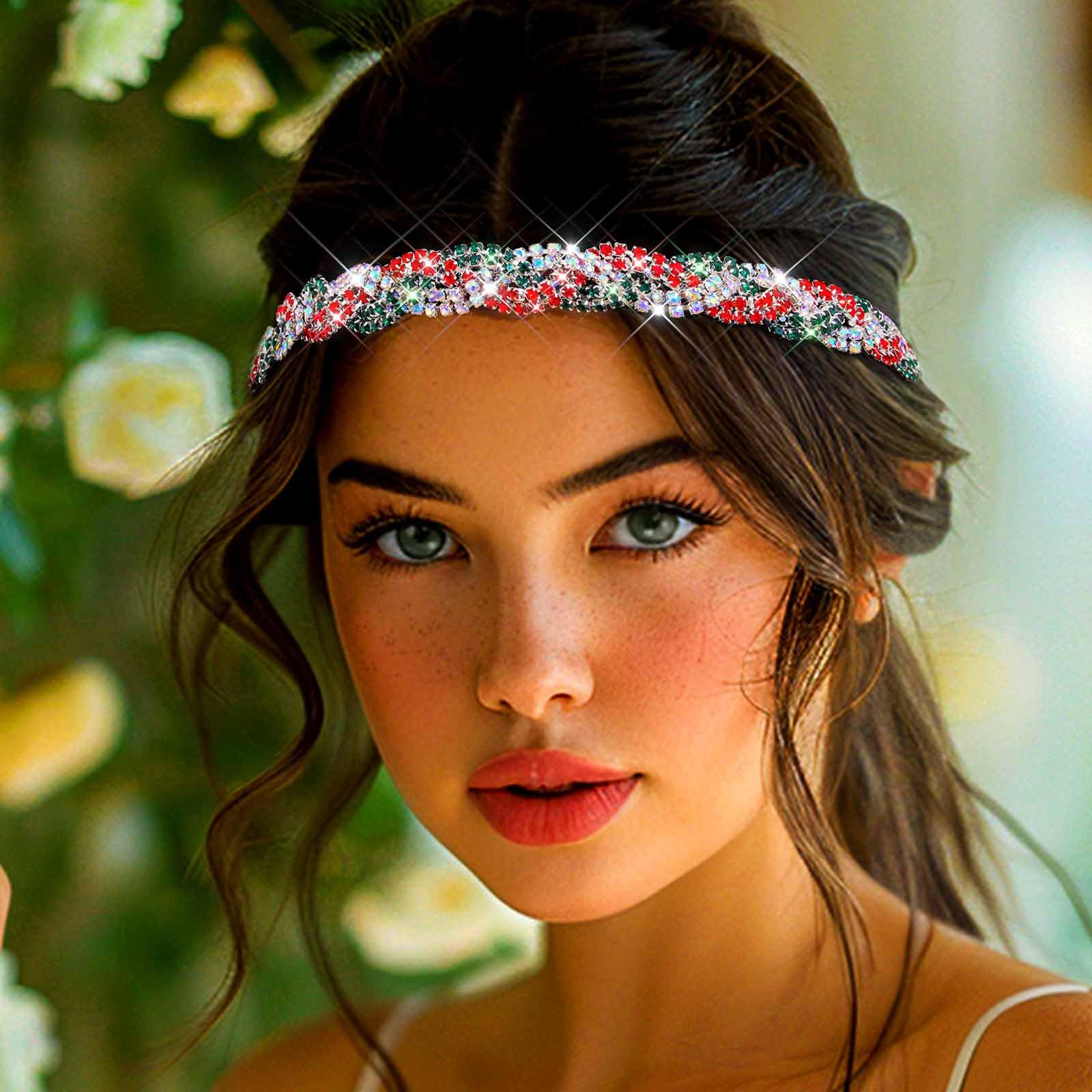 Rhinestone Braided Colorful Headbands Floral Rhinestone Braided Headband L4805 – Ole main image 4