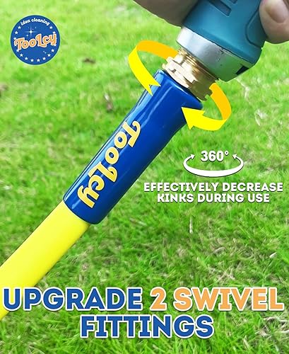 Miniatura 3 de TOOLCY Manguera de jardín flexible de 25 pies, ligera manguera de agua resistente de 58 pulgadas con accesorios giratorios de latón macho a hembra,