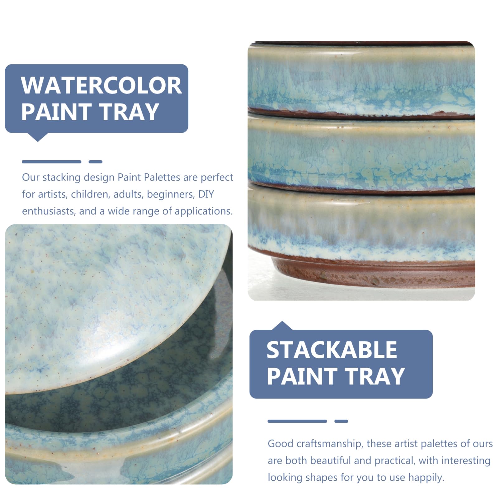 DOITOOL Palette Céramique à 5 Couches Couvercle, Plateau de Mélange Pratique pour Peinture Aquarelle et Gouache, Matériau Solide et Facile à Utiliser pour Artistes et Amateurs