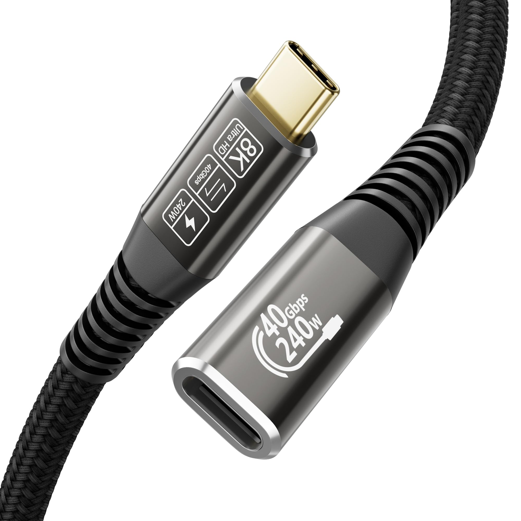 CAKOBLE usb c verlängerungskabel 1m,thunderbolt 4 verlängerung,usb c verlängerung 40gbps USB C Stecker auf Buchse,240W USB Type C Verlängerung 8K@60Hz thunderbolt verlängerung für iPhone 15 Pro Max