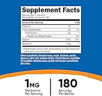 Vista 2 de Nutricost Melatonina 1 mg, 180 gomitas, sabor a fresa, sin gluten, sin OMG, sin jarabe de maíz