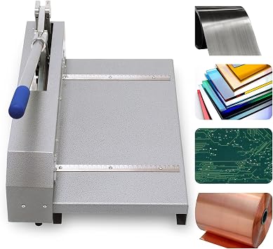 Sheet Metal Cutter, 12.6" Manual Guillotine Metal Shear with 2 Rulers, Heavy Duty Hand Plate Shear Machine for Cutting Steel Aluminum Copper Sheets, PCB Circuit Board, Polymer Plate