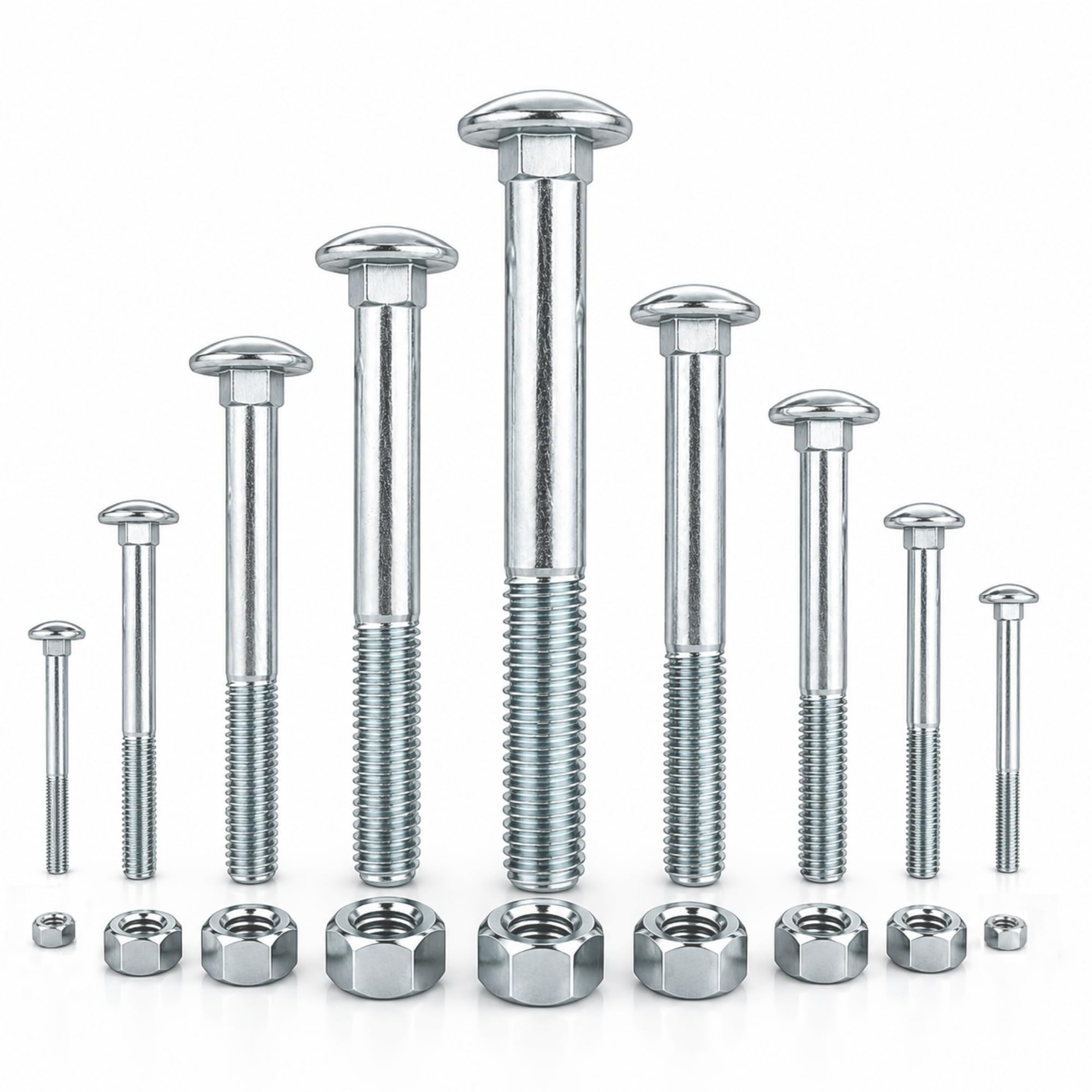 Schlossschrauben DIN 603 mit Vierkantansatz und Sechskantmutter (25 Stück, M10 x 100 mm) Stahl 4.6 galvanisch verzinkt, Flachrundkopf für Möbelbau, Innenausbau, Werkstatt und geschützte Holzprojekte