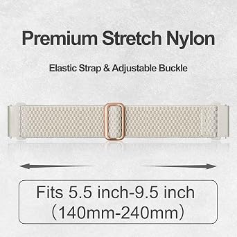 ANNEFIT Stretchy Nylon Watch Strap for Men Women, Adjustable Elastic Watch Band with Quick Release, Replacement Wristband 16mm 17mm 18mm 19mm 20mm 22mm 24mm