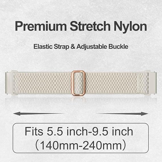 ANNEFIT Stretchy Nylon Watch Strap for Men Women, Adjustable Elastic Watch Band with Quick Release, Replacement Wristband 16mm 17mm 18mm 19mm 20mm 22mm 24mm