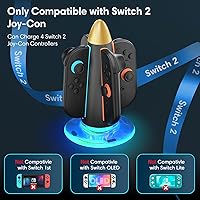 Vista 4 de Saitake Charging Dock for Nintendo Switch 2 Joy Con,Supports Dual-Side Charging,9 Light Modes Magnetic Controller Fast Charger Stand Station