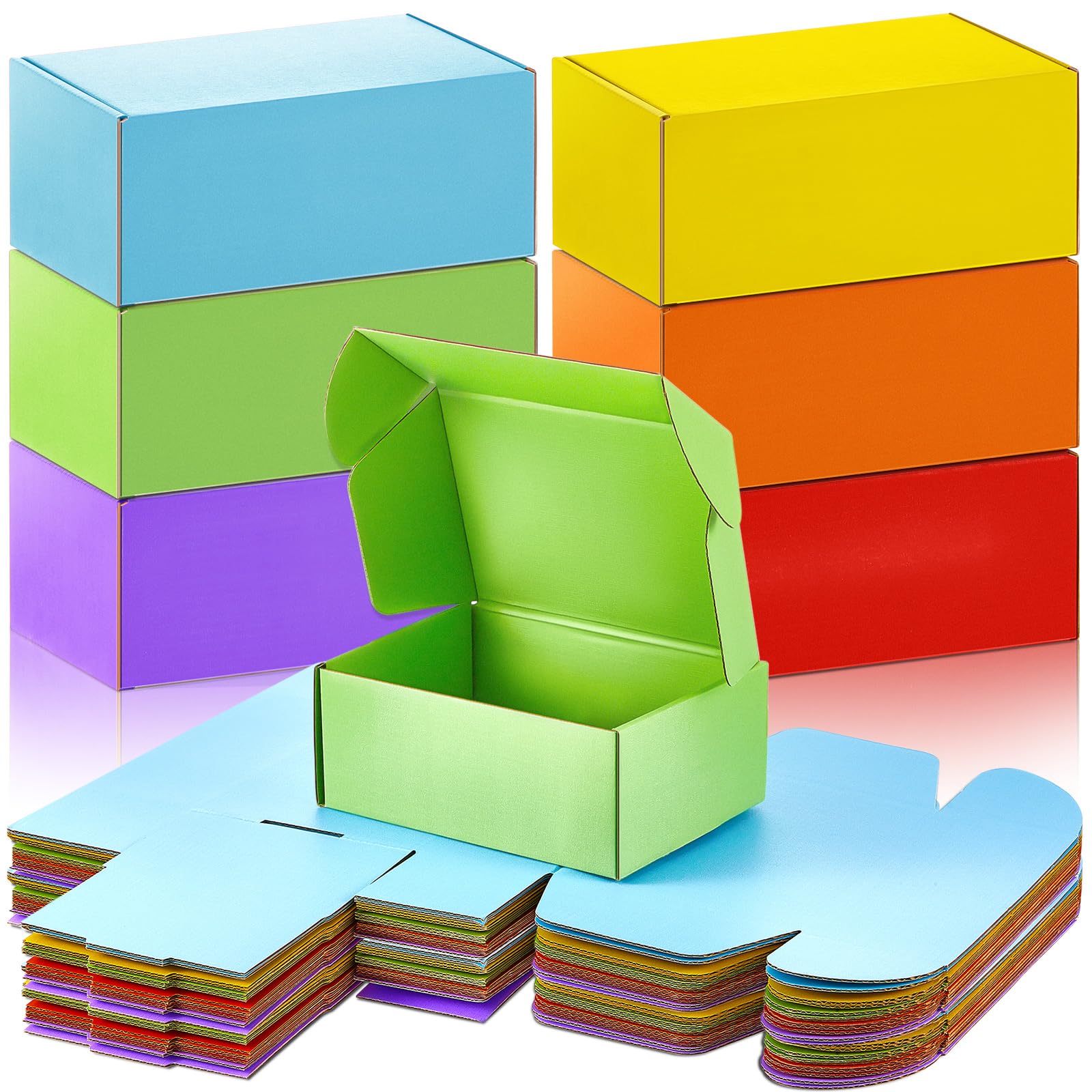 SATINIOR 24 Pcs 7.57x5.5x3.1 Inch Shipping Boxes 6 Assorted Colors Corrugated Cardboard Boxes for Small Business Gift Box with Lids Colorful Box