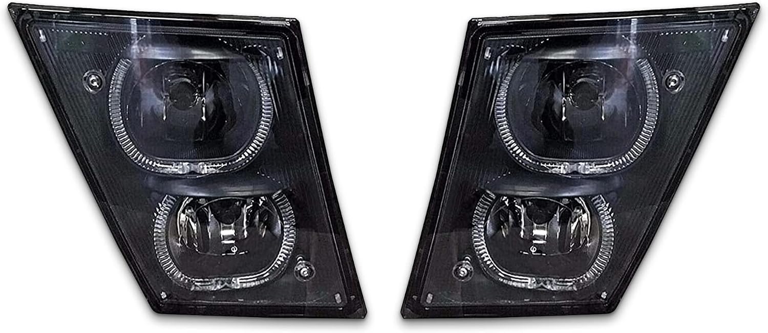 KOZAK Fog Light Angel Eyes With LED Light Bar Pair (Left Driver and Right Passenger Sides) compatible with Volvo VNL - fits VNL VN Models 2003 and newer - Truck Accessories