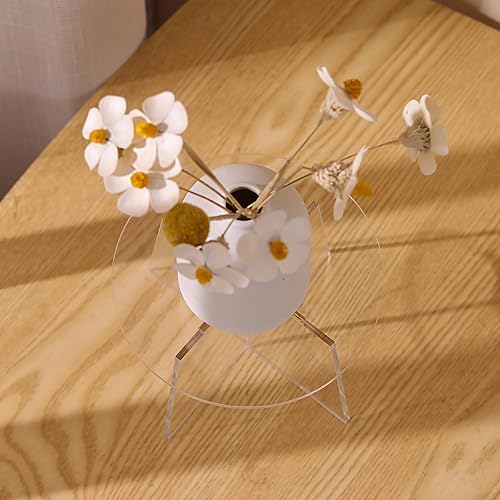 Miniatura 4 de YourGift Mini soporte para plantas de interior de 6 pulgadas, soporte acrílico para plantas de interior, estante redondo de escritorio para macetas,