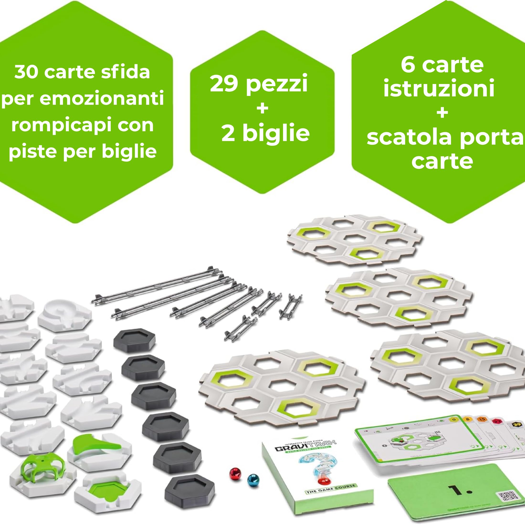 Ravensburger - GraviTrax The Game Course, Pista biglie 29 pezzi, Gioco di logica, 30 carte sfida multilivello, Costruire circuiti, Rompicapo STEM 8+ anni e adulti, Compatibile con tutti i GraviTrax