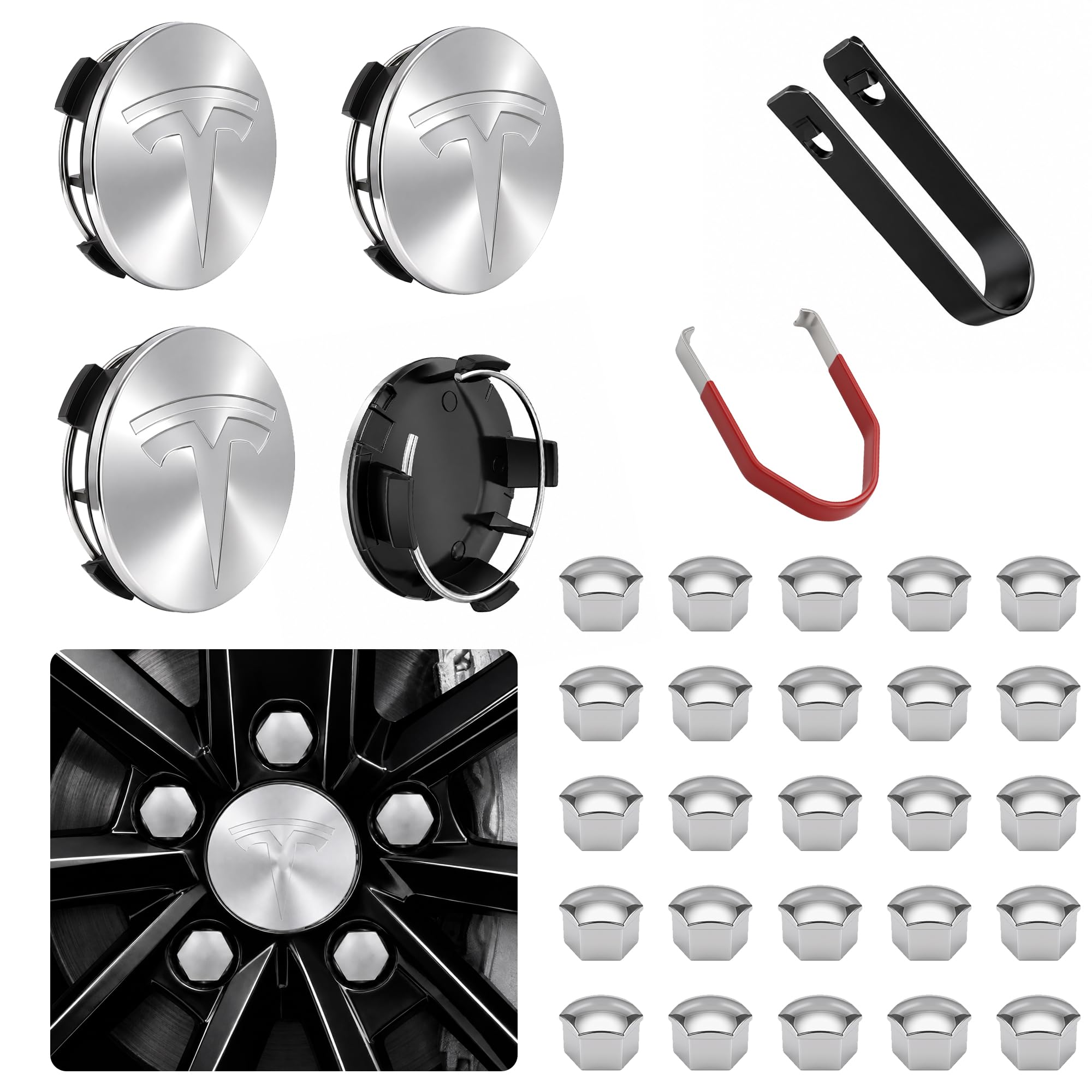 Photo 1 of PXHADSMIER 2.2" Wheel Center Caps for Tesla Model 3/Y