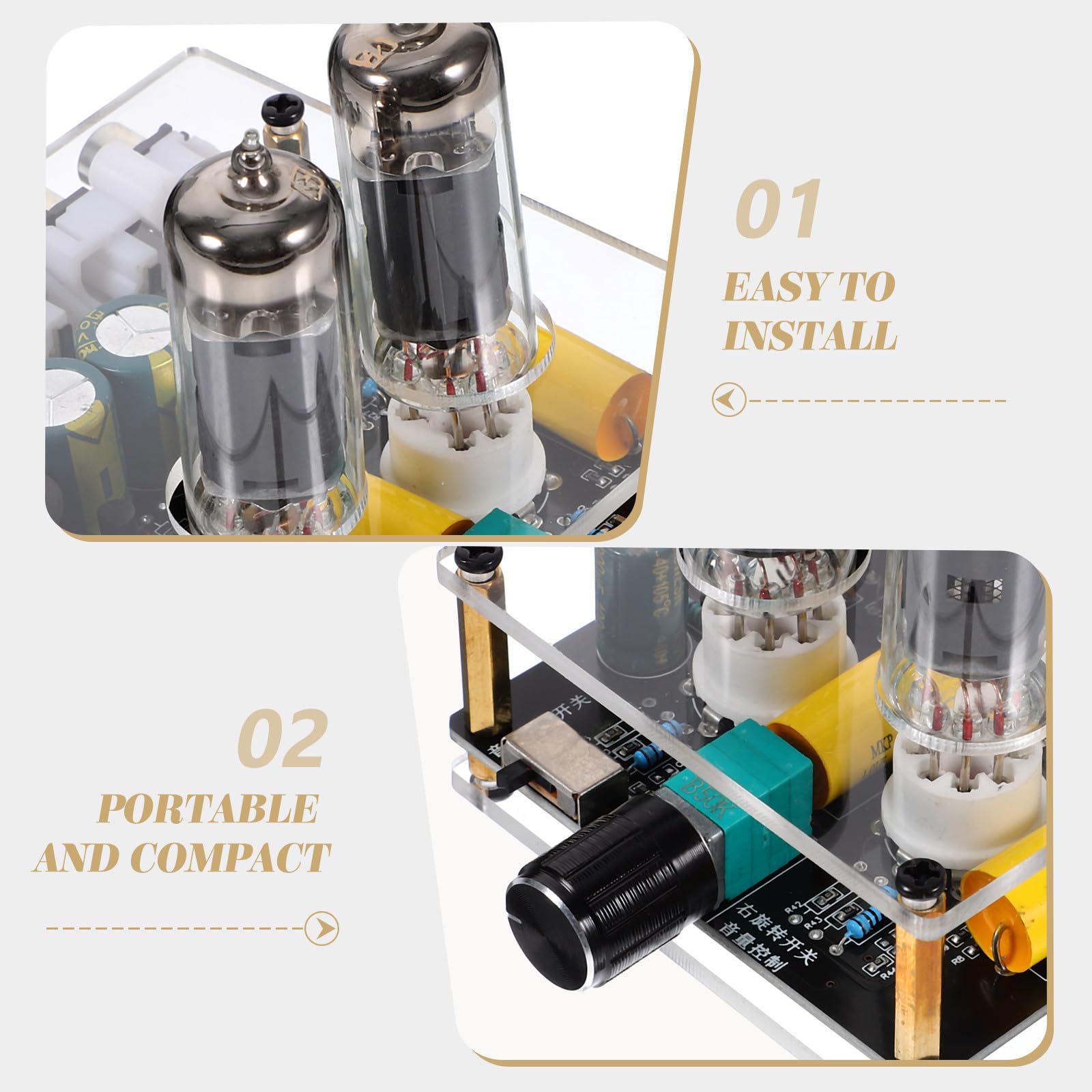 POPETPOP Préampli à Tube Électronique pour Platine Vinyle, Facile à Installer, en Verre et PCB, pour Systèmes Home Cinéma DIY