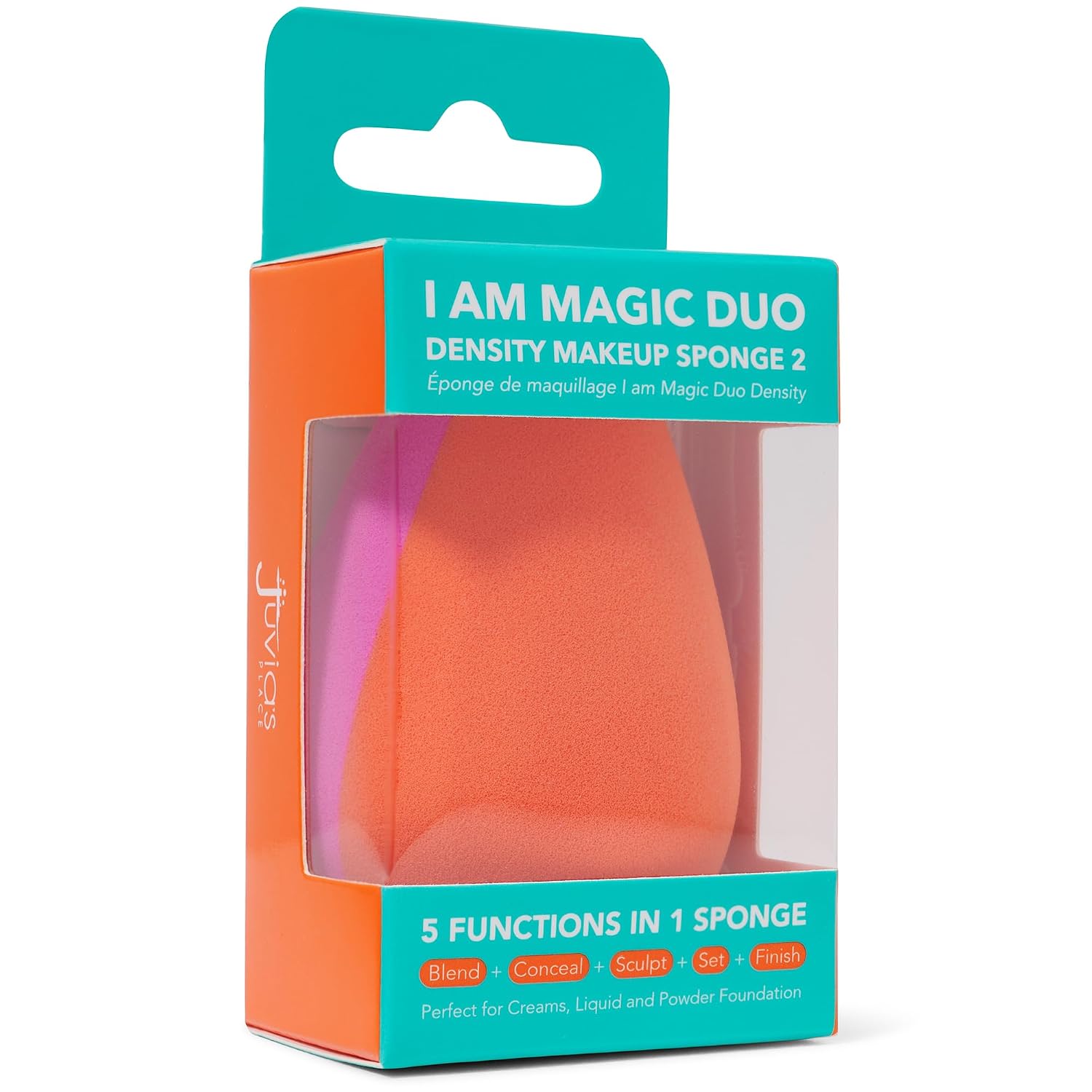 Juvia's Place I am Magic Sponge Orange&Pink - Face Blending Flawless Makeup Foundation Powder Setting Soft Cosmetics Puffs Wedges Travel Essentials Skincare Tools Blenders Blush Beauty Accessories
