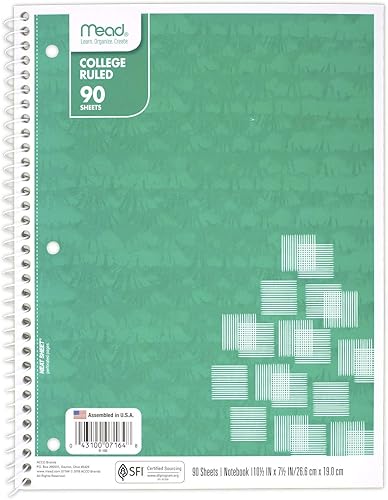 Miniatura 8 de Mead Cuadernos de espiral, 1 materia, rayado universitario, 7-12 x 10-12 pulgadas, moda, diseños surtidos, paquete de 6 (73843)