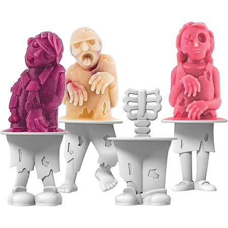 Tovolo Zombie Popsicle Molds (Set of 4) - Mess-Free Silicone Ice Pops with Reusable Sticks for Freezer Snacks / Dishwasher-Safe & BPA-Free,Green/White