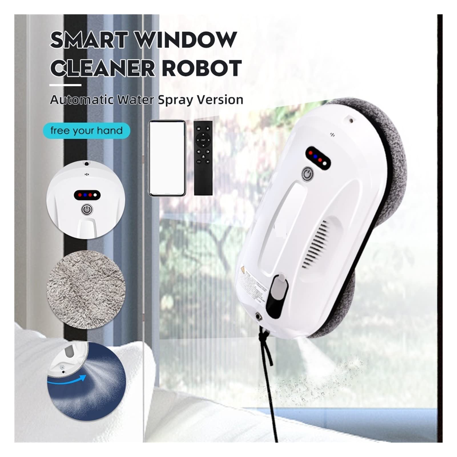 Robot do mycia okien Robot do mycia okien Rozpylacz wody Robot do mycia okien Odkurzacz Robot do mycia szyb Elektryczny robot do mycia okien do okien zewnętrznych i wewnę(