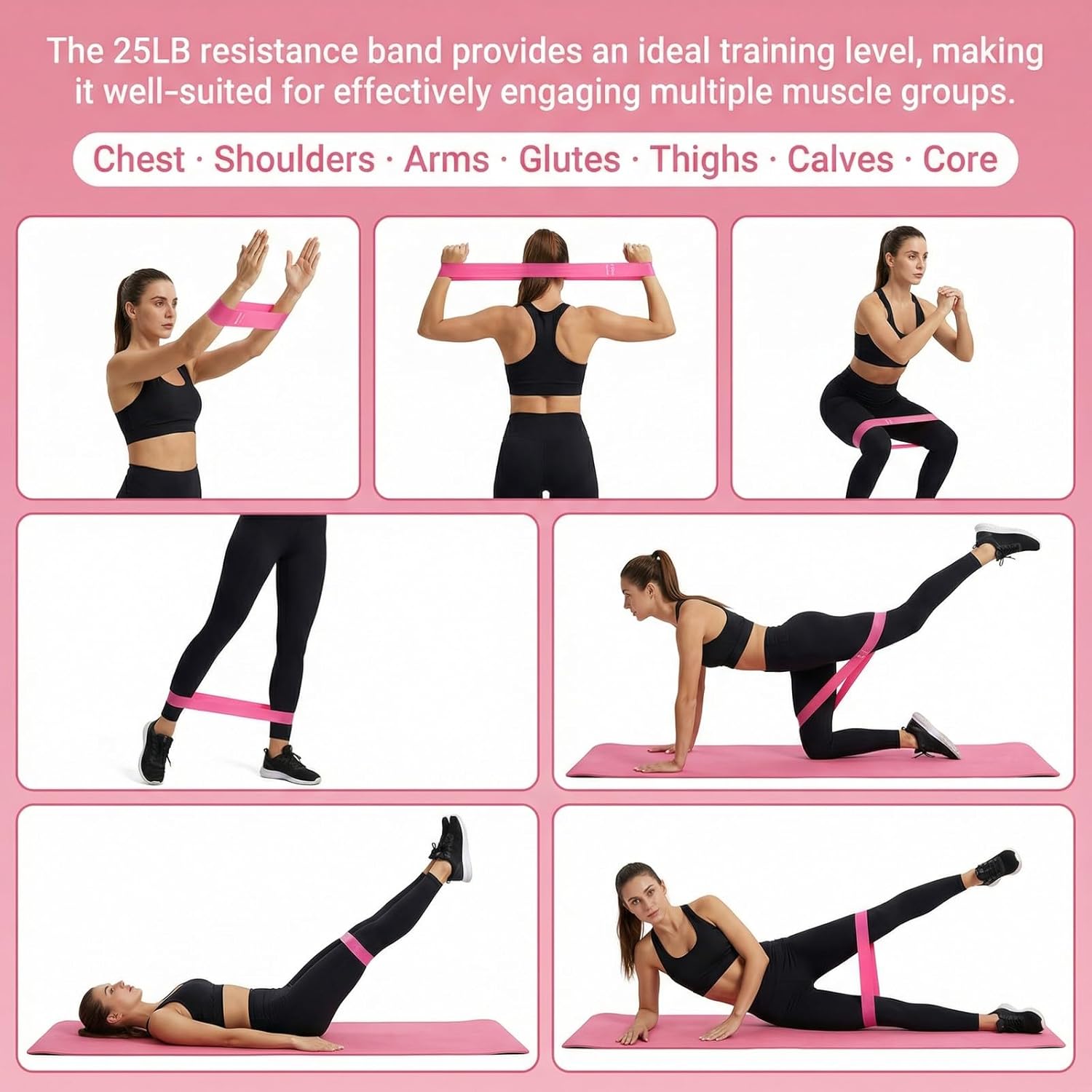 Thigh Trainer Pelvic Floor Muscle Trainer with 3 Smart Modes, 360° Adjustable Design Kegel Inner Thigh Exerciser with 25LB Resistance Band for Home Gym, Workout Equipment for Hip, Leg and Arm