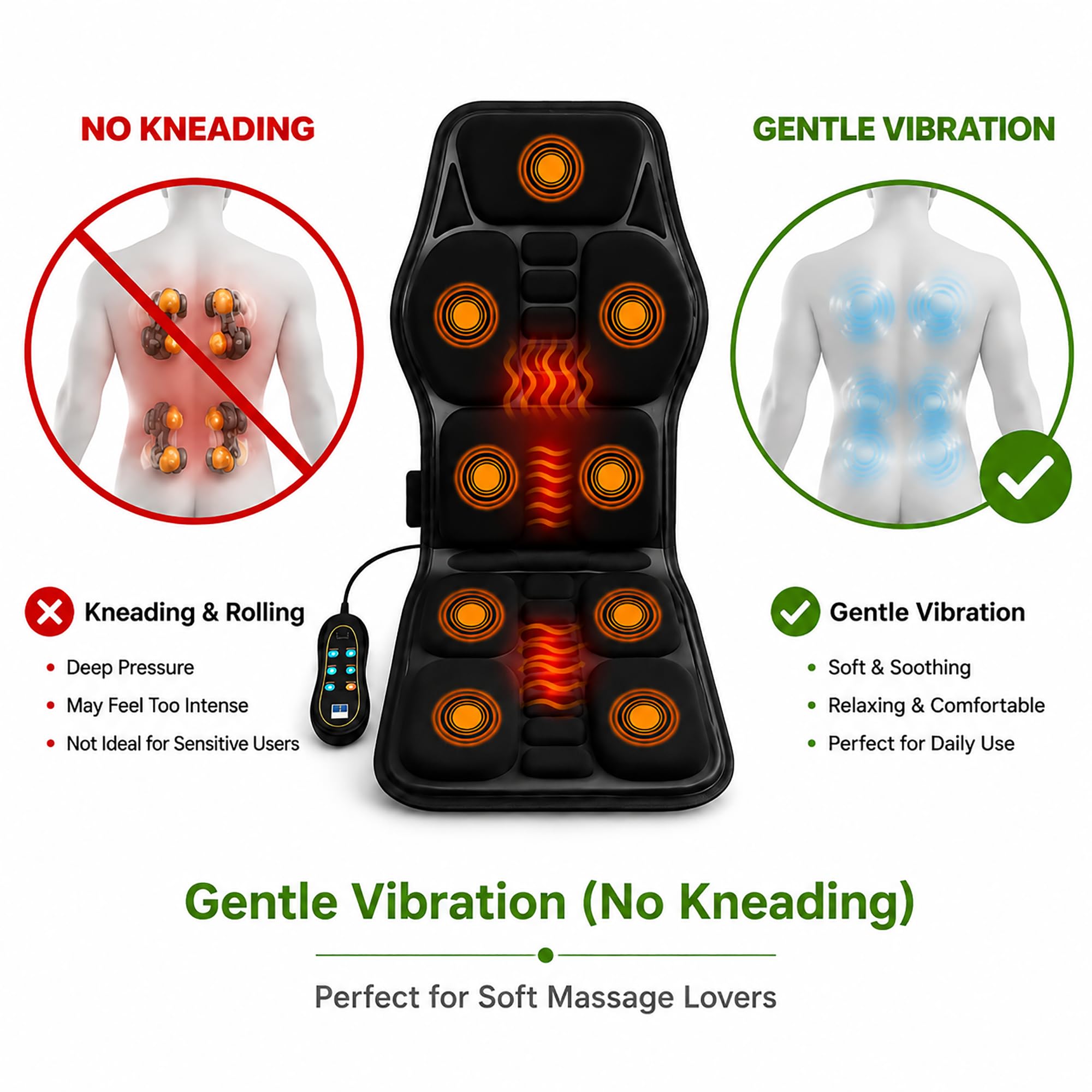 Rückenmassagegerät mit Wärme, Vibrationsmassage-Sitzkissen mit 8 Massageknoten & 5 Modi, verstellbares Stuhlmassagegerät Pad für Home Office, beheiztes Stuhlpolster, Valentinstagsgeschenke für Frauen