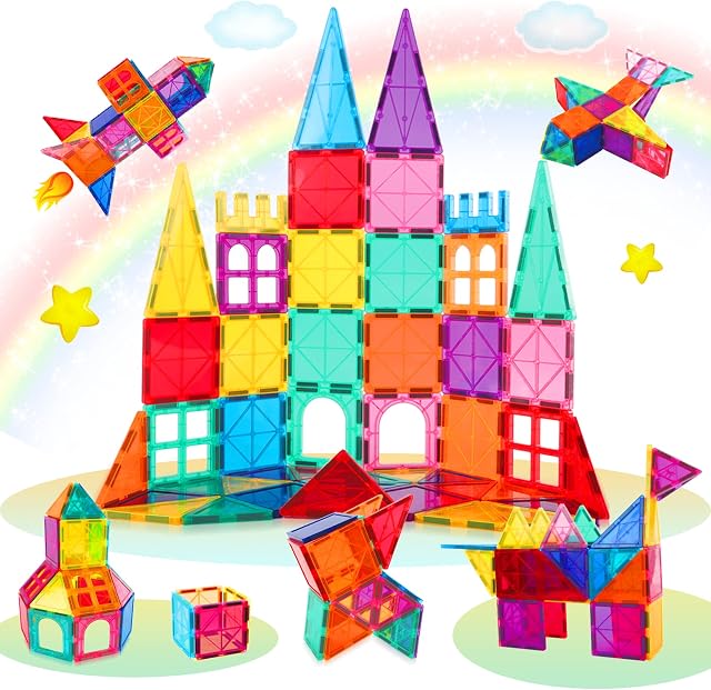 Magnetic Building Blocks Magnetic Tiles Toys, 46PCS Colorful 3D Construction Kids Magnetic Toys, STEM Creativity Toddler Educational Toys - Best Birthday Gifts Toys for Girls Boys